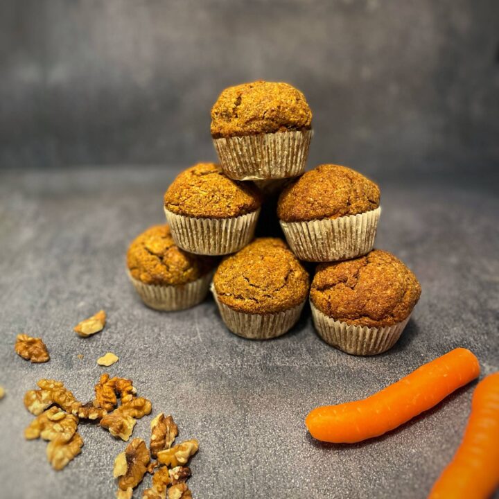 Healthy, Gluten-free Carrot & Walnut Muffins