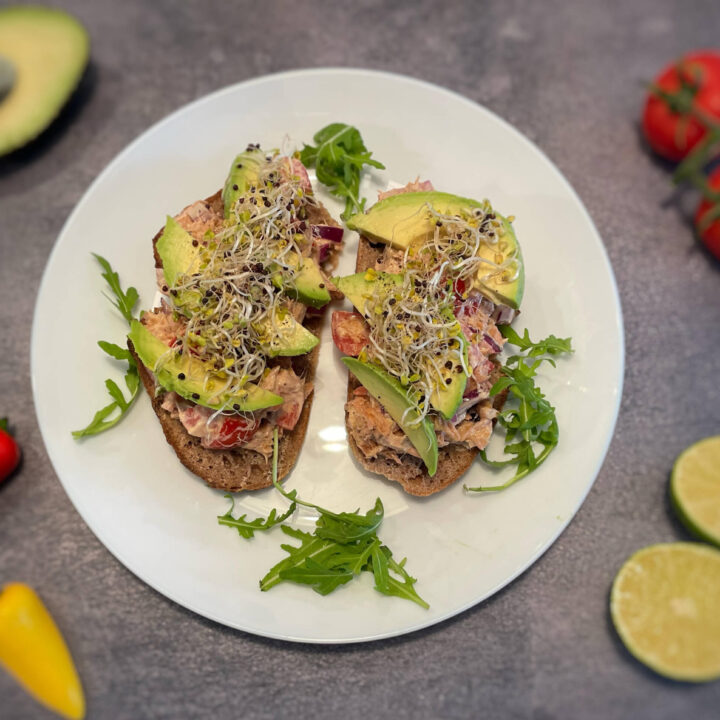 Tuna Avocado Salad on Sourdough Toast