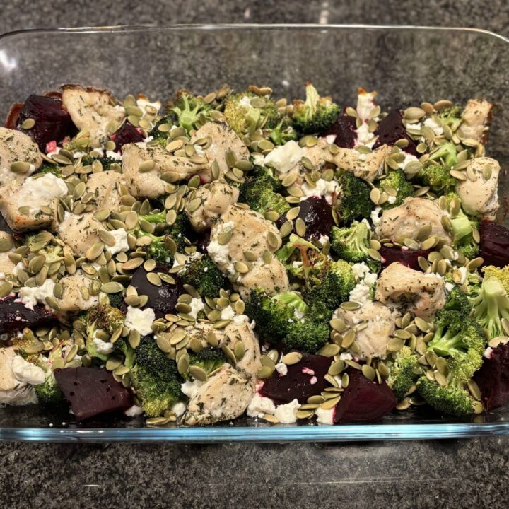 Roast Chicken, Broccoli, Beetroot & Feta