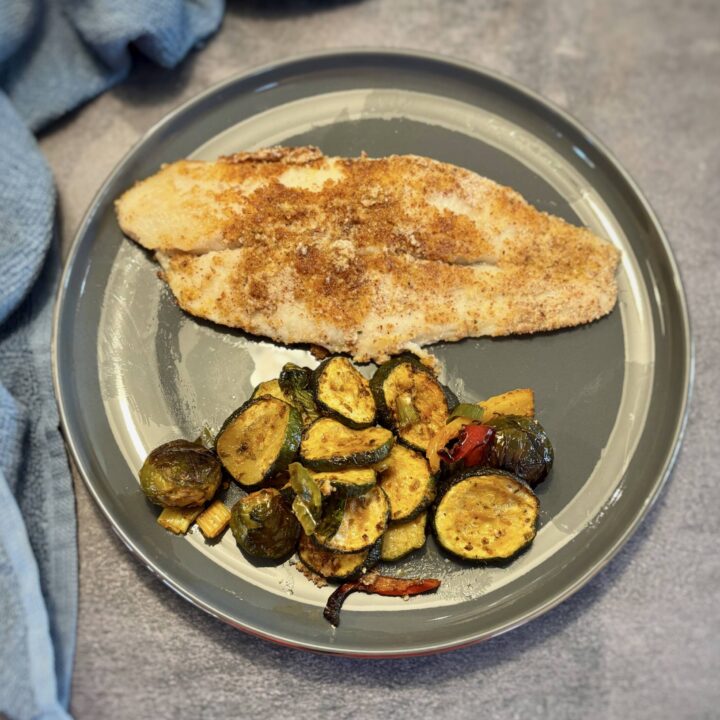 Almond Crusted Fish with Mediterranean Veg