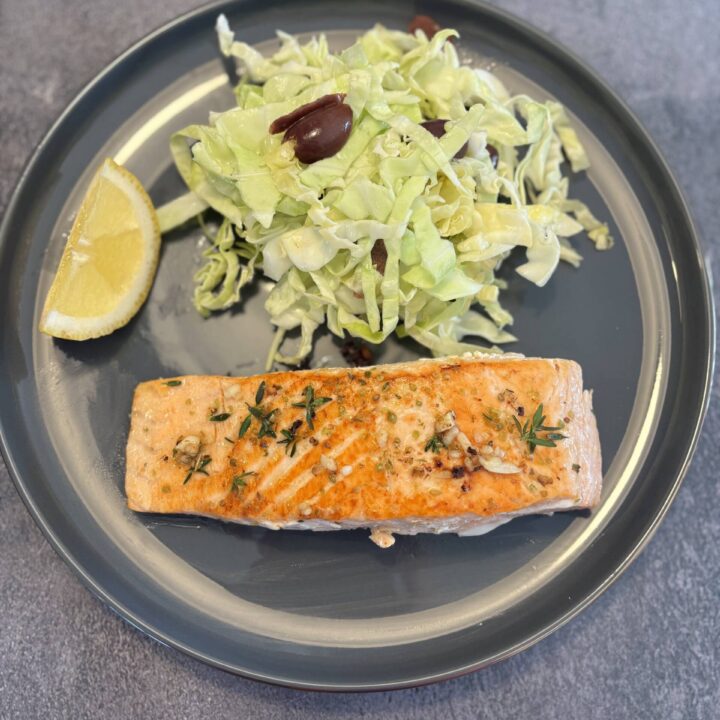 Greek-Style Salmon with Coleslaw