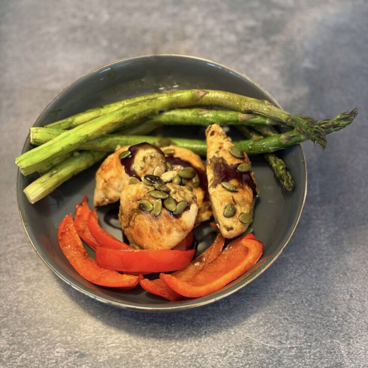 Honey Mustard Turkey Medallions with Roast Veg