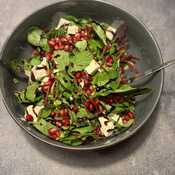 Baby Spinach, Beet, Pomegranate & Feta Salad